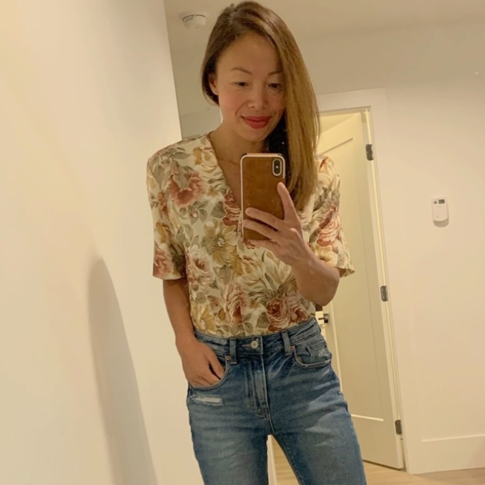 Vintage tapestry floral blouse XS